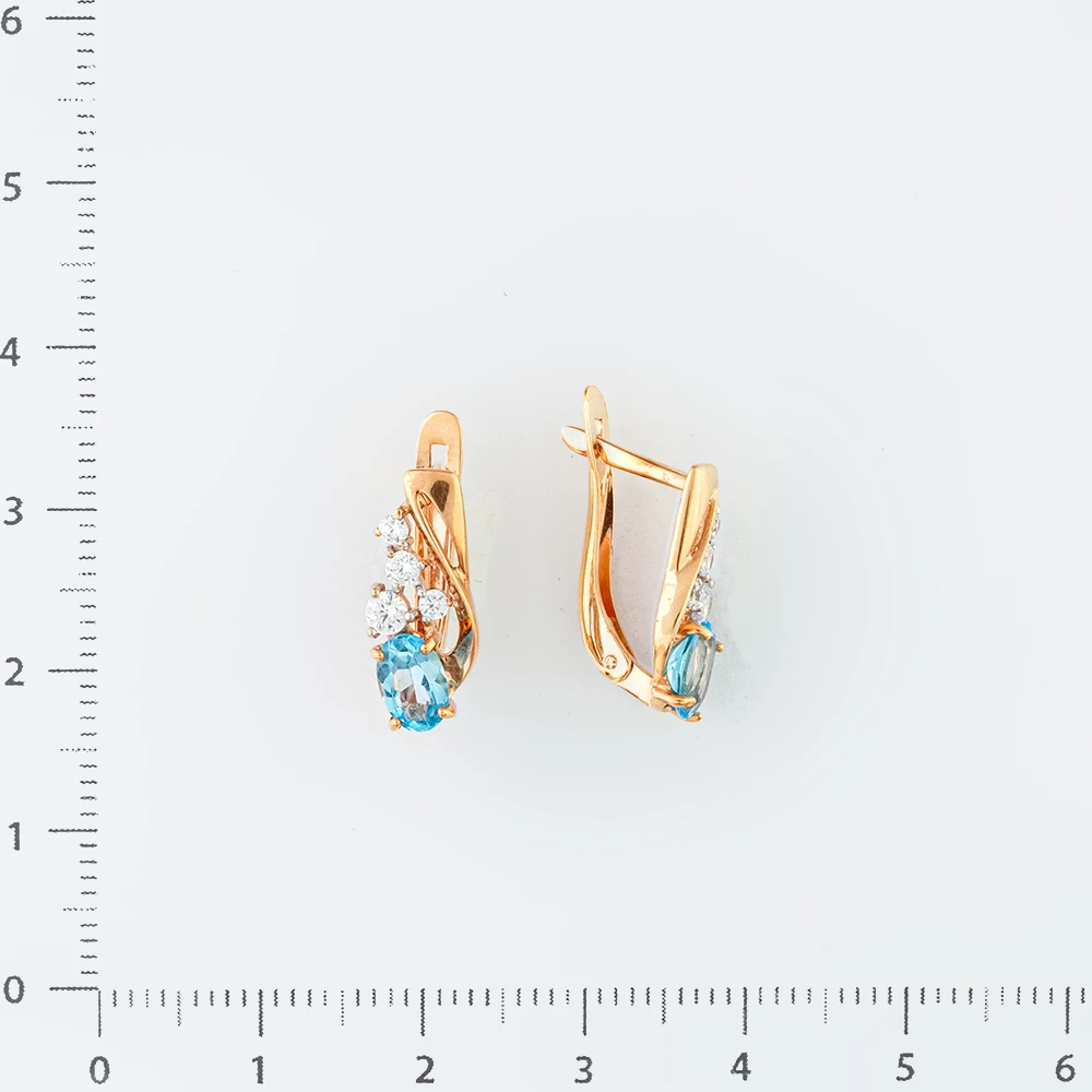 Серьги с топазом из красного золота 375 пробы