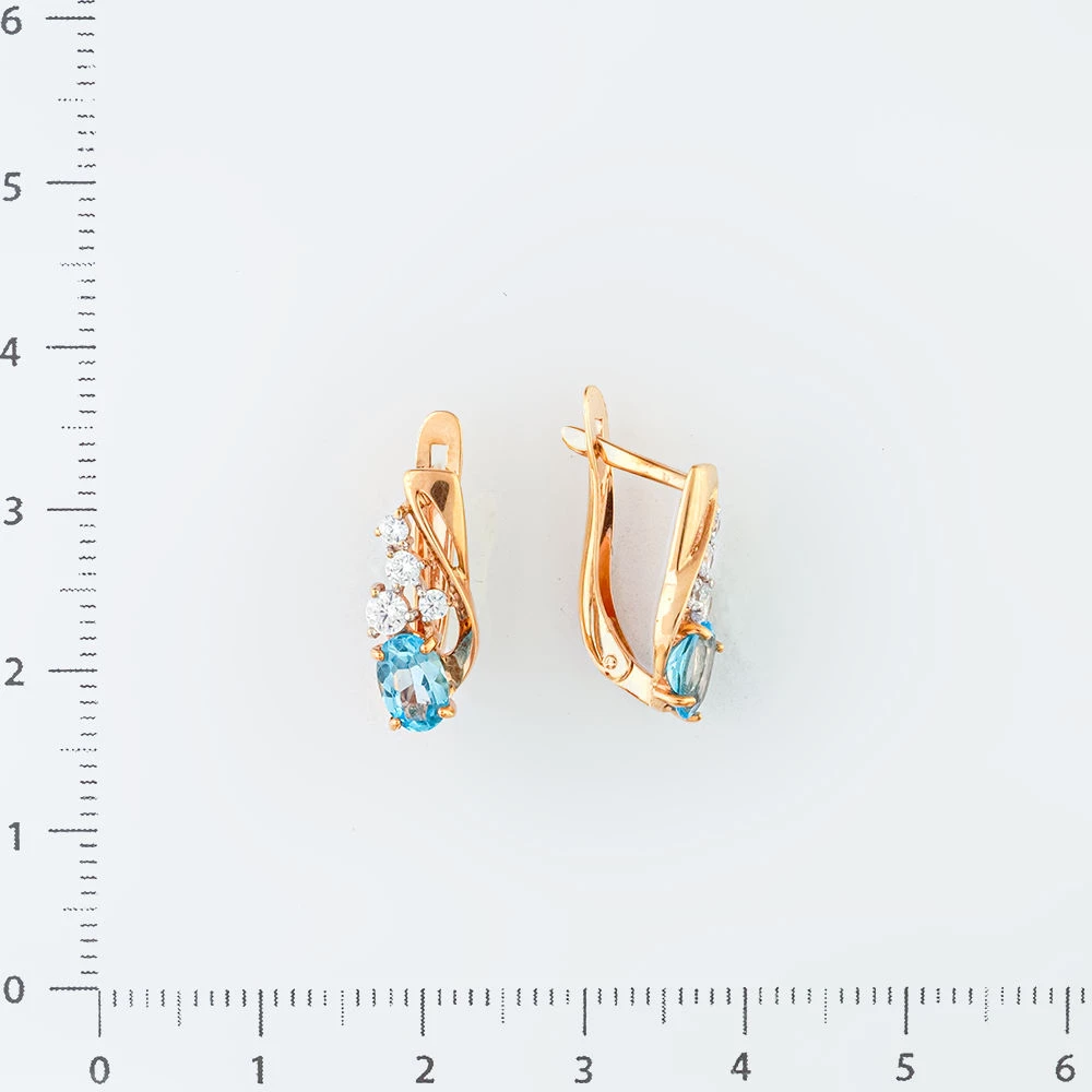 Серьги с топазом из красного золота 375 пробы