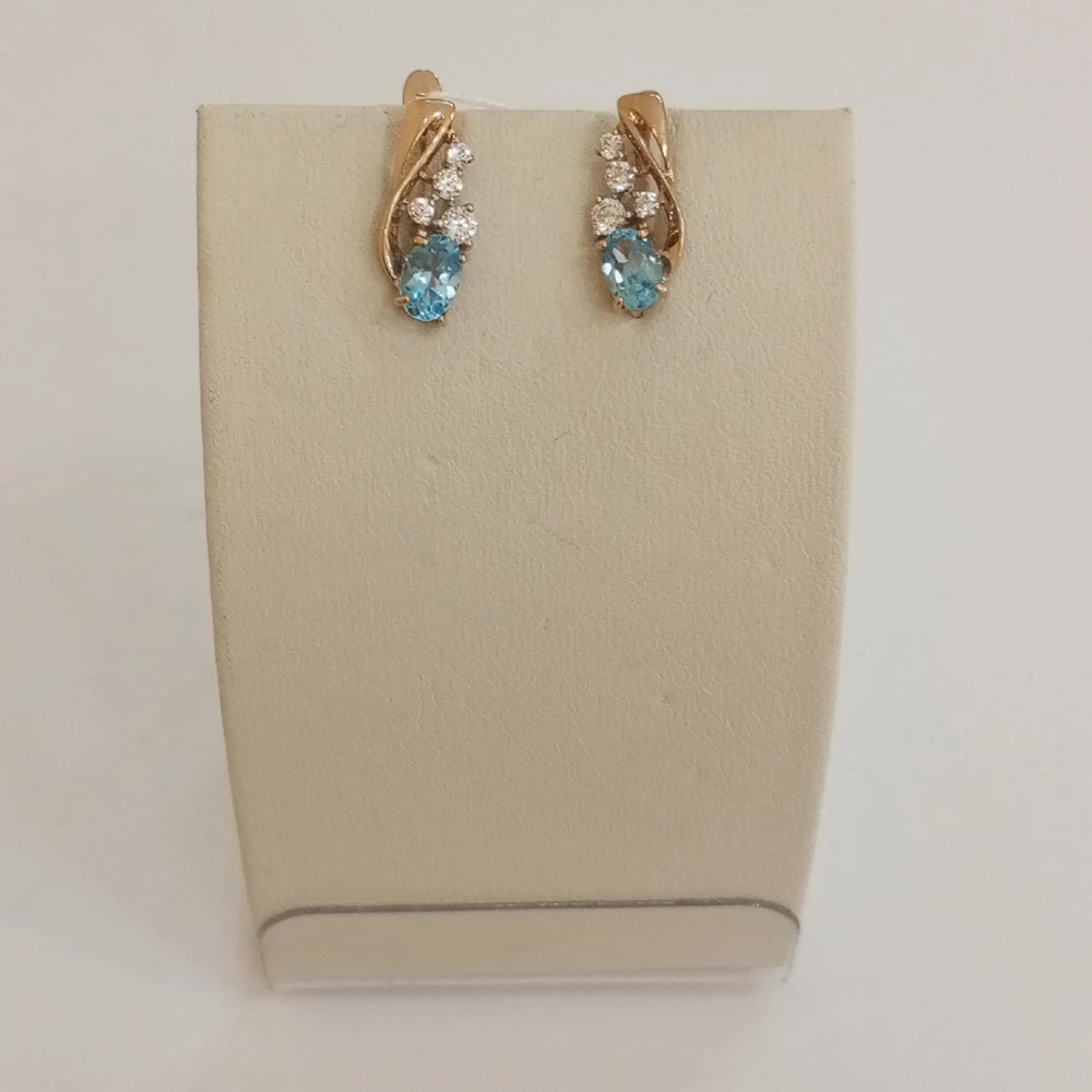 Серьги с топазом из красного золота 375 пробы