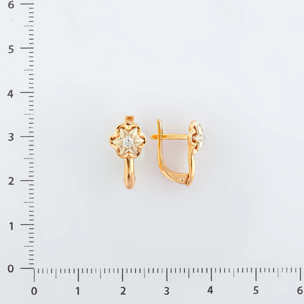 Серьги с бриллиантом из красного золота 585 пробы