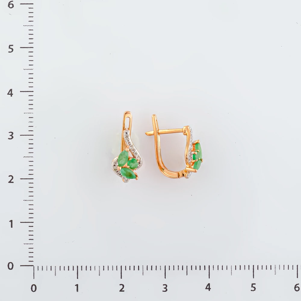 Серьги с изумрудом из красного золота 585 пробы