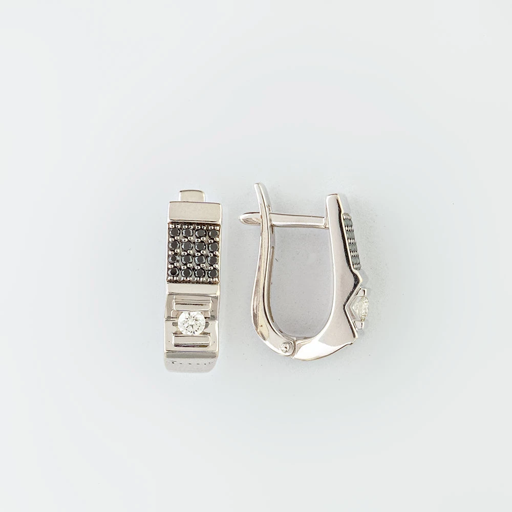 Серьги с бриллиантом из белого золота 585 пробы