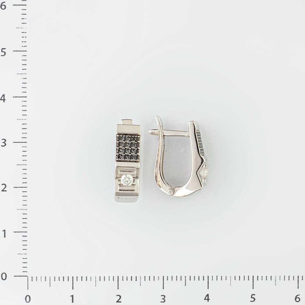 Серьги с бриллиантом из белого золота 585 пробы