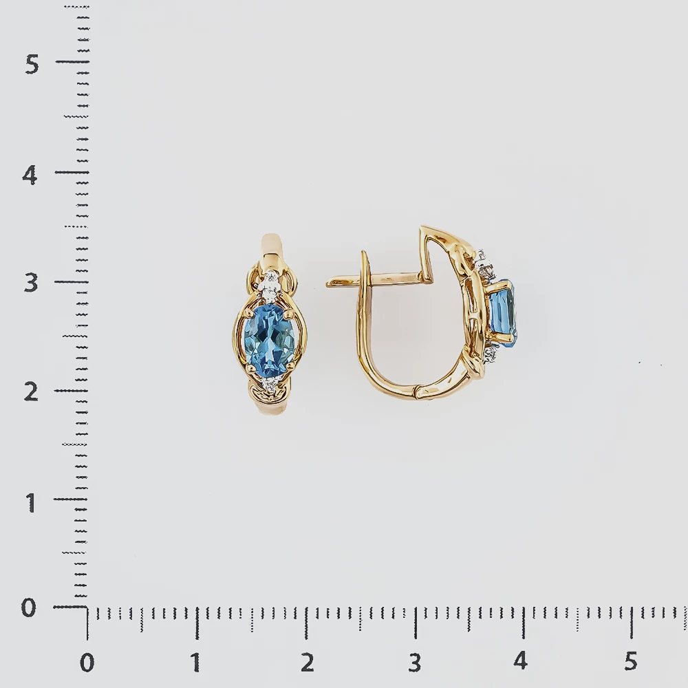 Серьги с топазом из красного золота 585 пробы