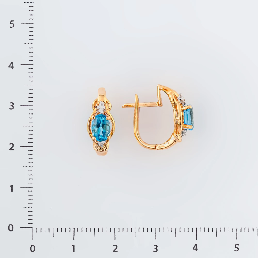 Серьги с топазом из красного золота 585 пробы