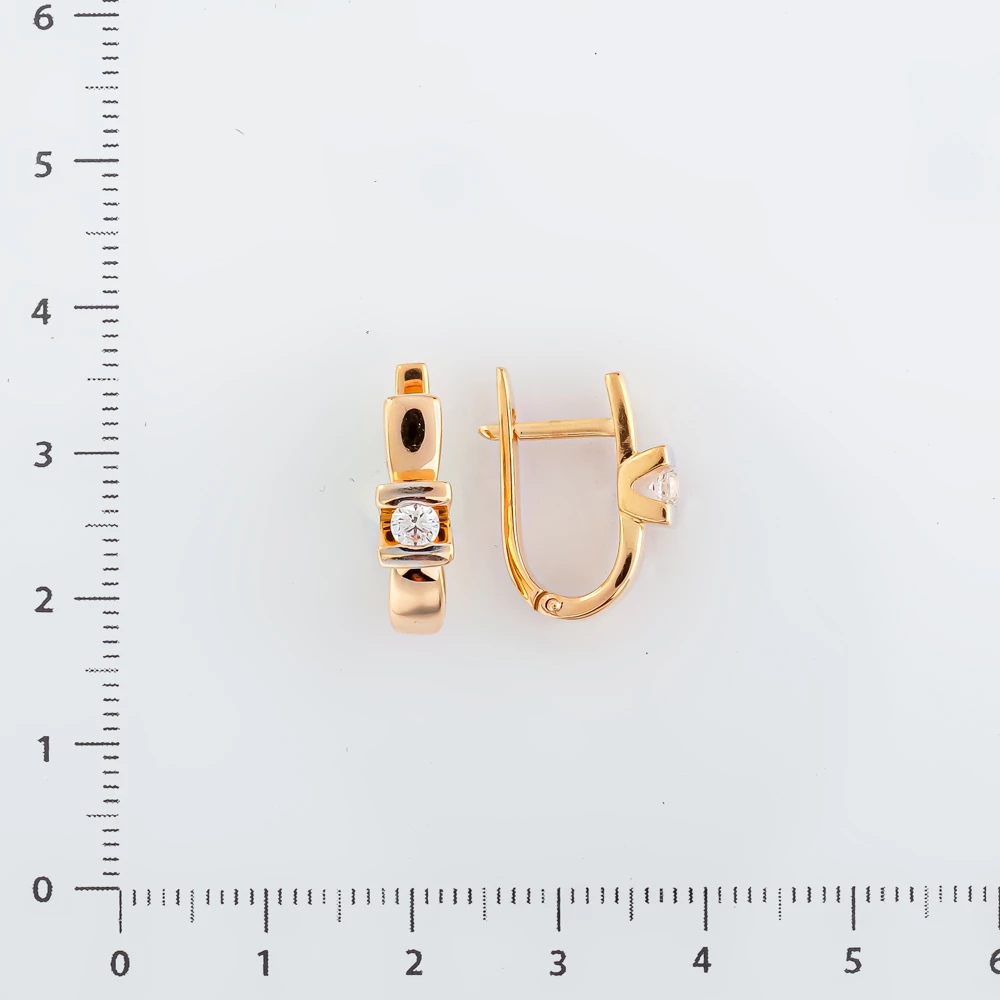 Серьги с фианитом из красного золота 585 пробы