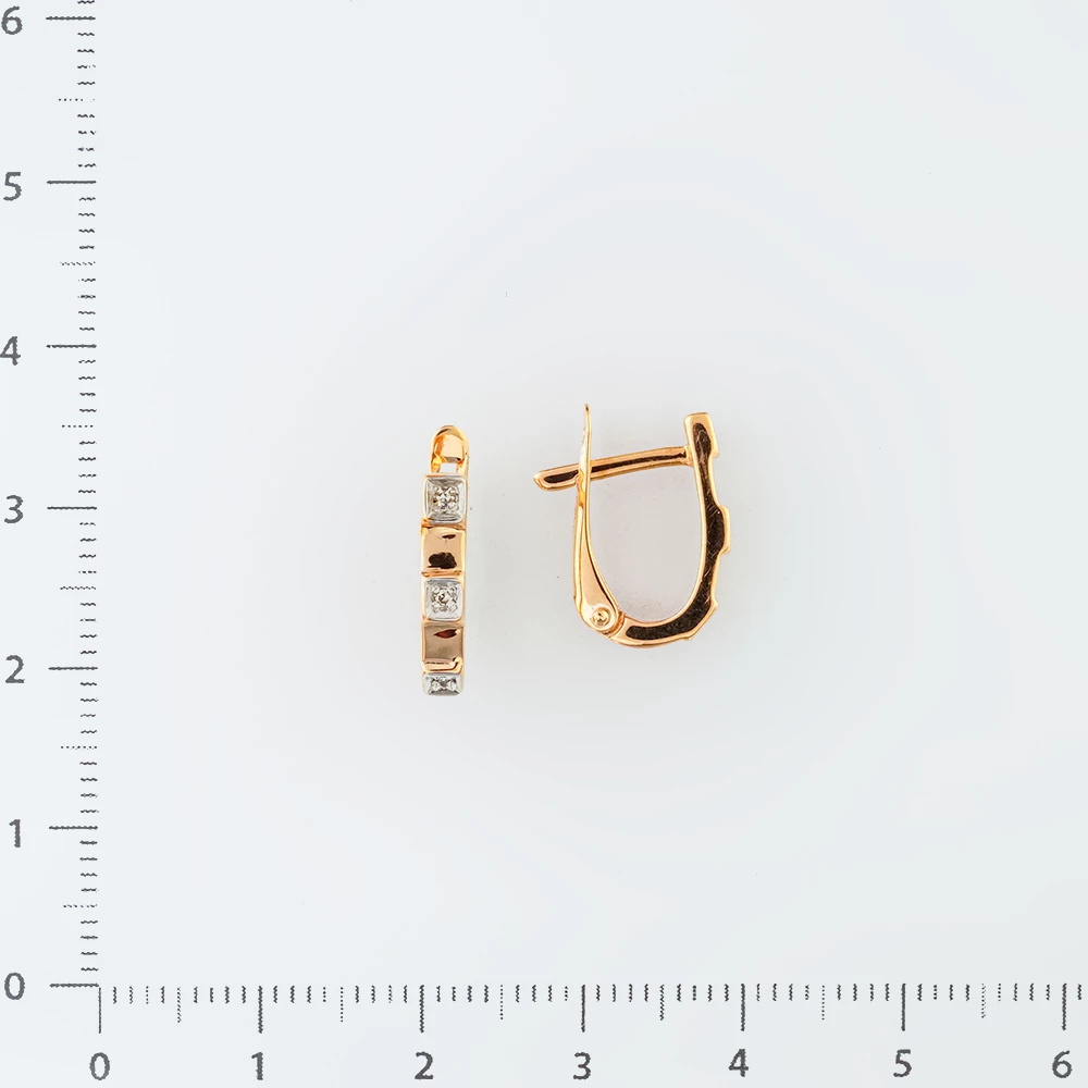 Серьги с бриллиантом из красного золота 585 пробы