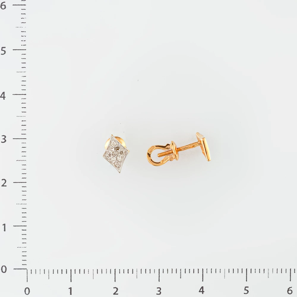 Серьги с бриллиантом из красного золота 585 пробы