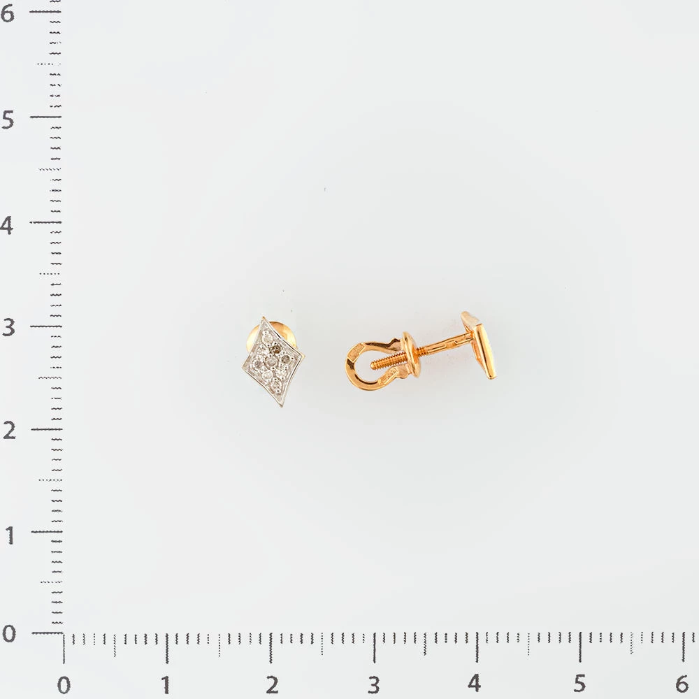 Серьги с бриллиантом из красного золота 585 пробы