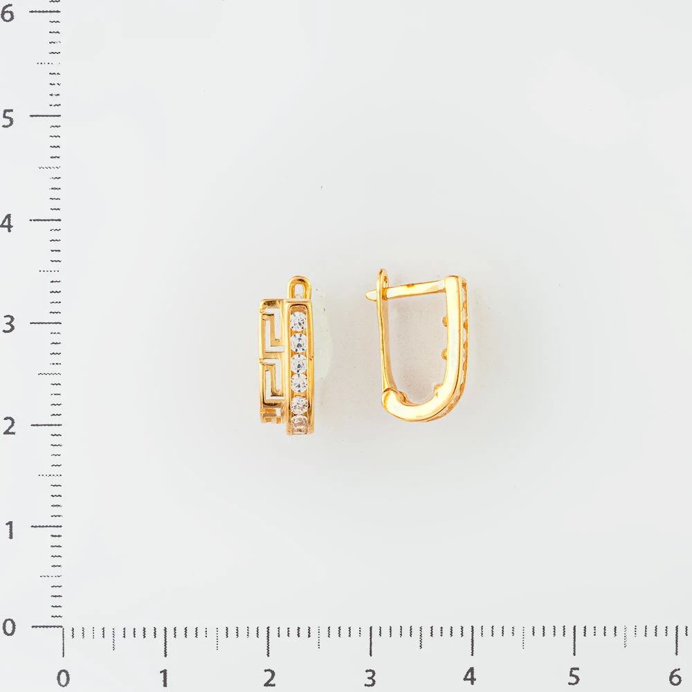 Серьги с фианитом из красного золота 585 пробы