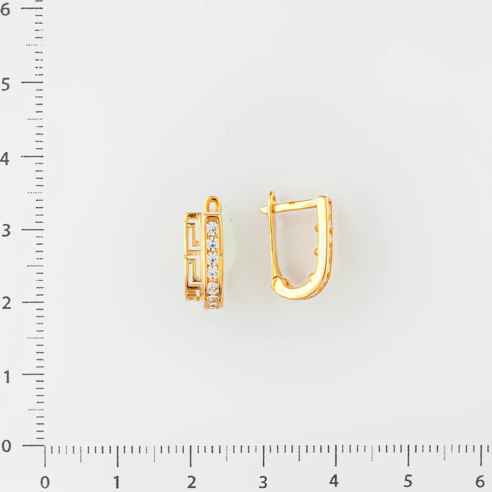 Серьги с фианитом из красного золота 585 пробы