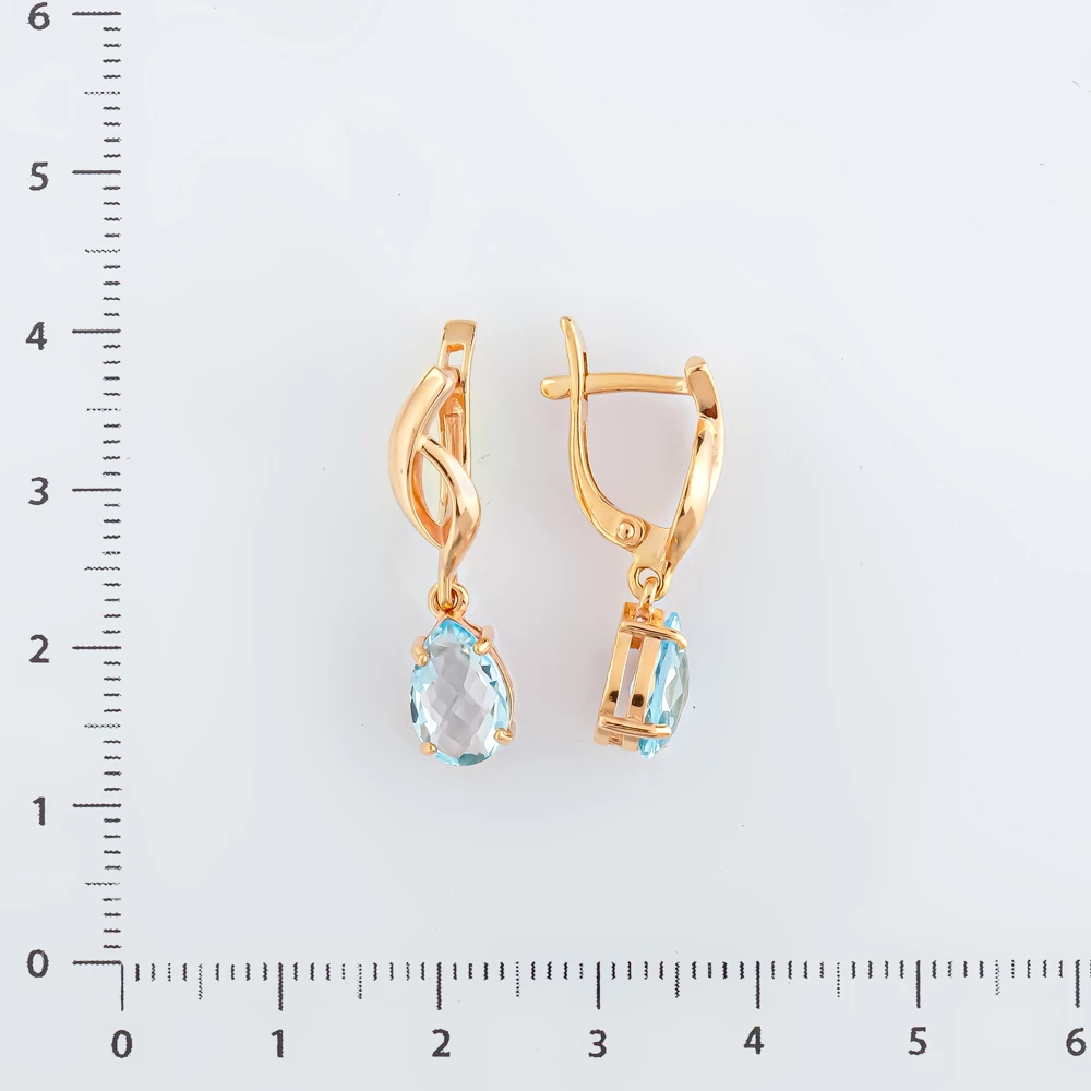 Серьги с ситаллом из красного золота 585 пробы