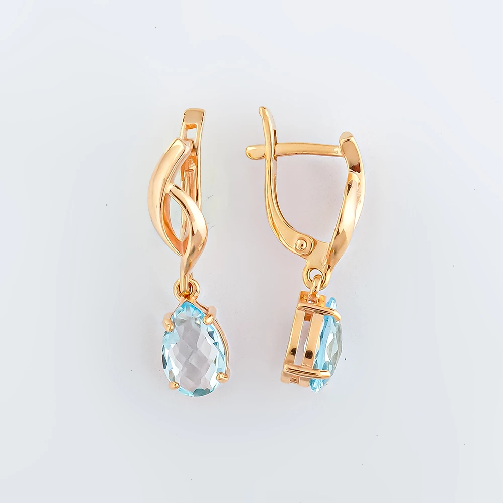 Серьги с ситаллом из красного золота 585 пробы