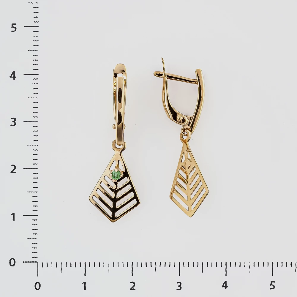 Серьги с изумрудом из красного золота 585 пробы