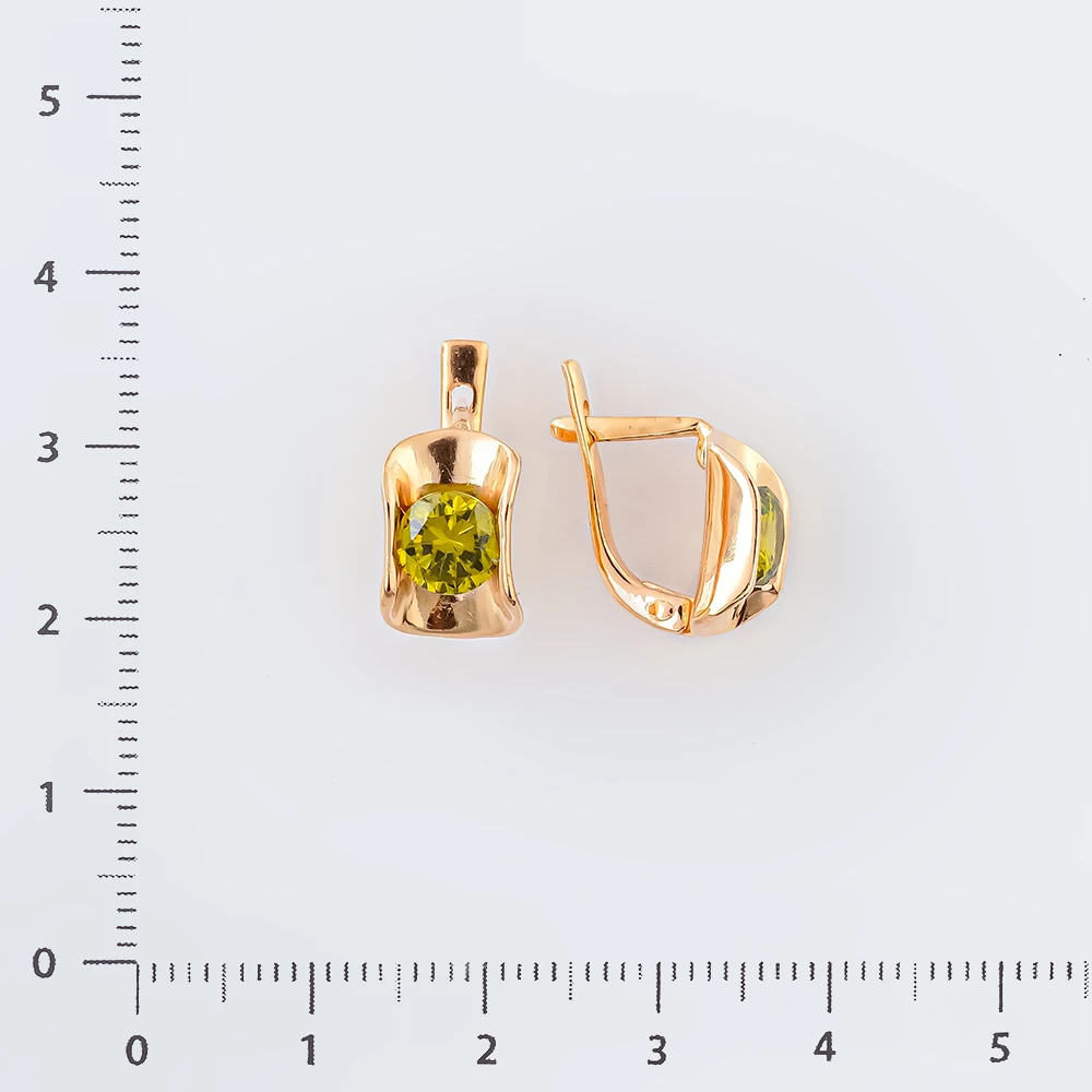Серьги с ситаллом из красного золота 585 пробы