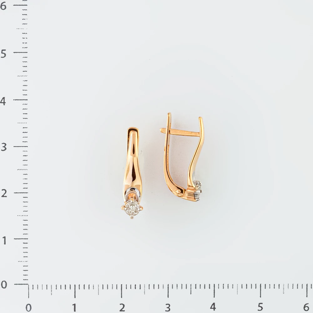 Серьги с бриллиантом из красного золота 585 пробы