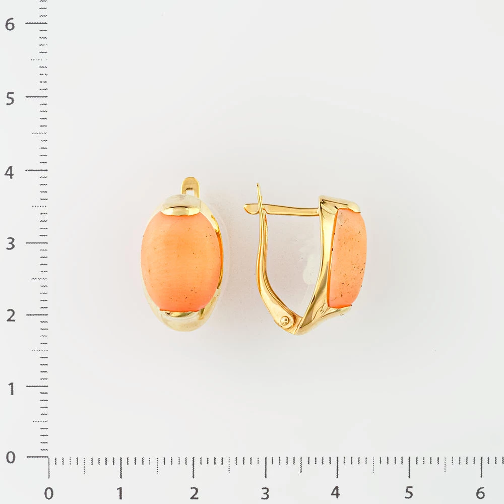 Серьги с кораллом из желтого золота 585 пробы