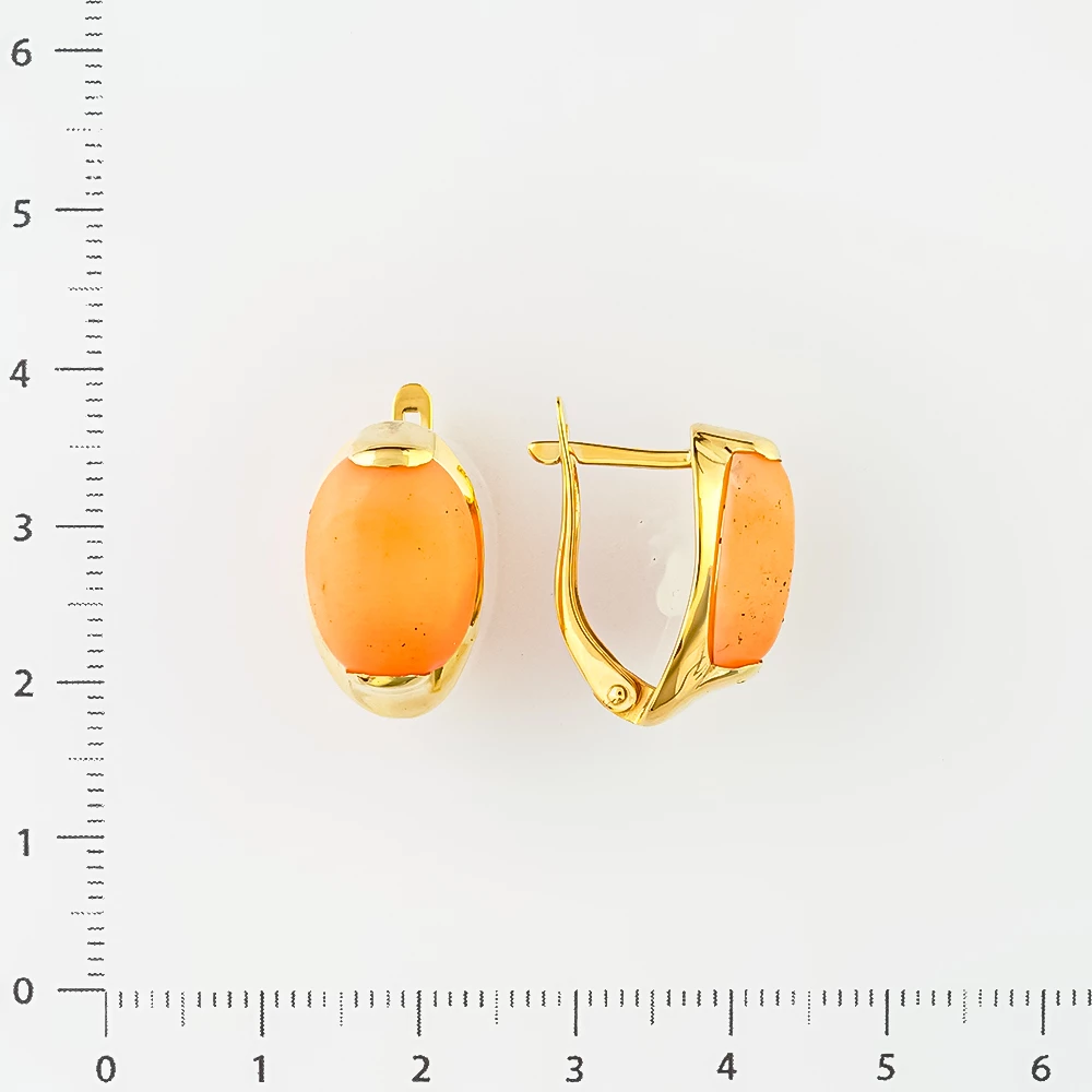 Серьги с кораллом из желтого золота 585 пробы