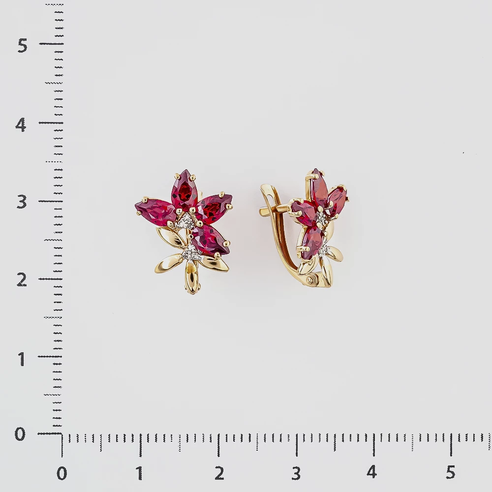 Серьги с фианитом из красного золота 585 пробы