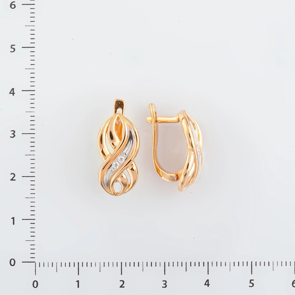 Серьги с фианитом из красного золота 585 пробы