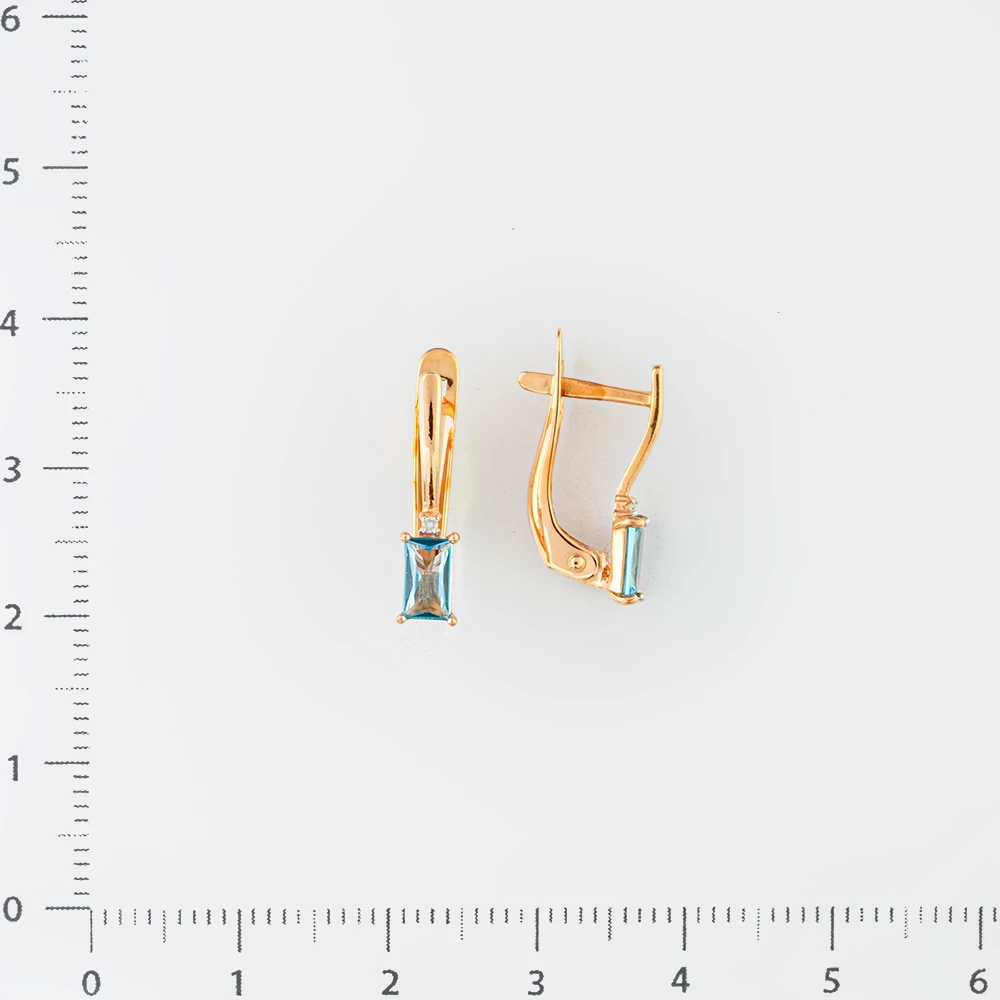 Серьги с топазом из красного золота 585 пробы