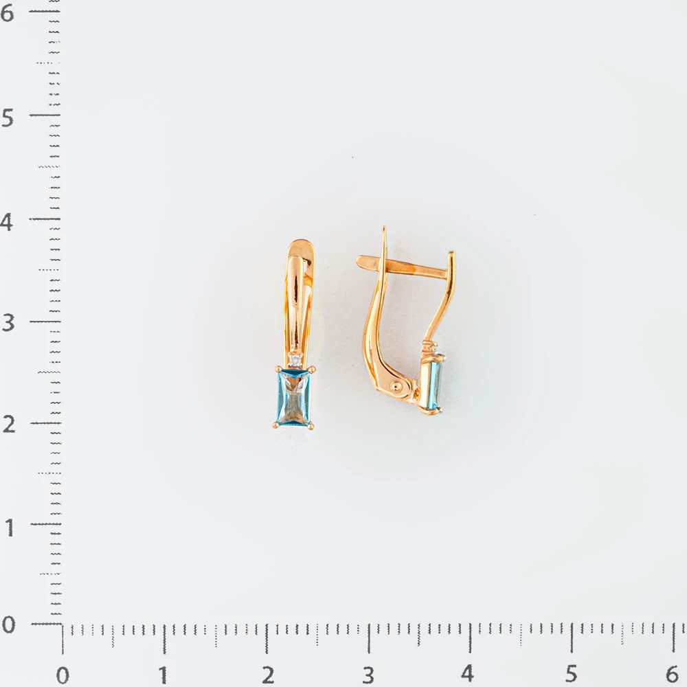 Серьги с топазом из красного золота 585 пробы