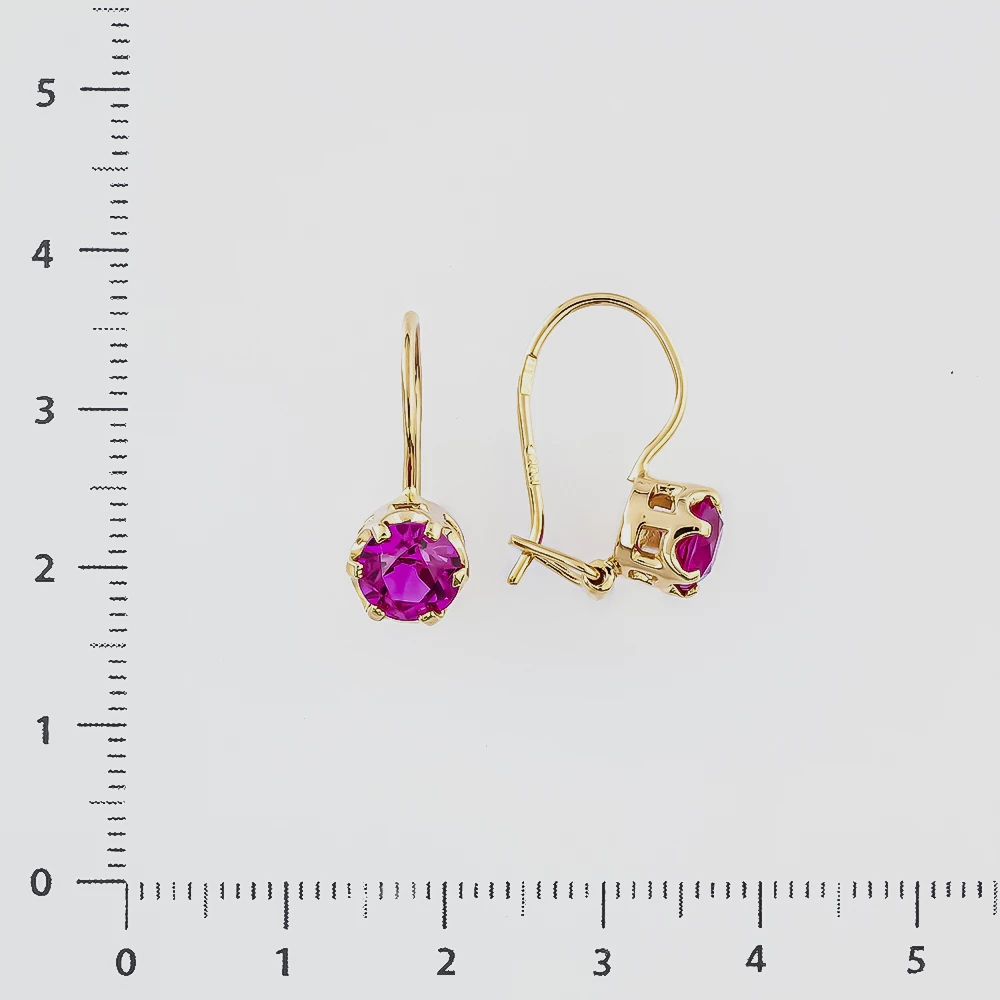 Серьги с фианитом из красного золота 583 пробы