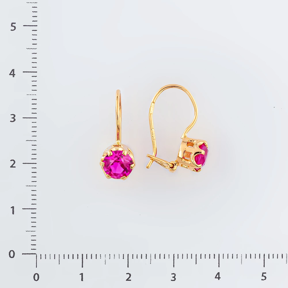Серьги с фианитом из красного золота 583 пробы