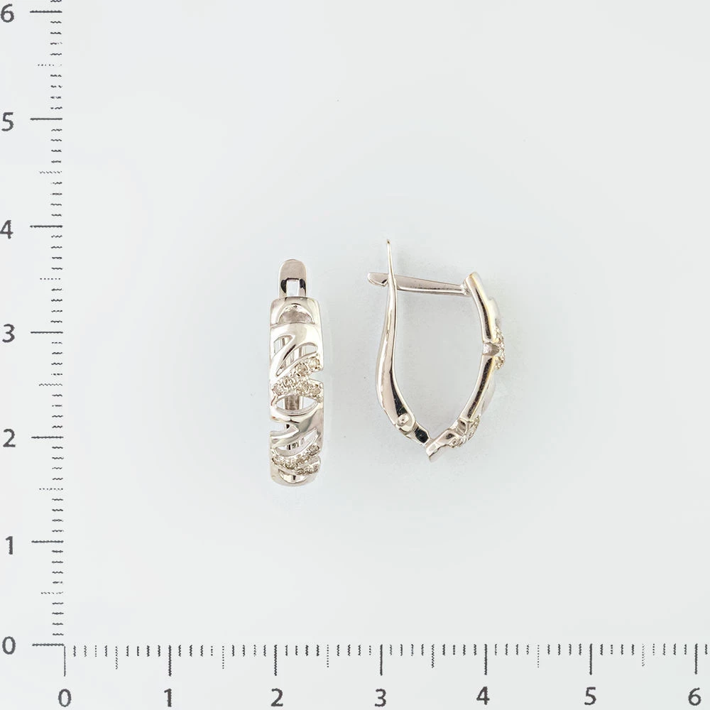 Серьги с бриллиантом из белого золота 585 пробы