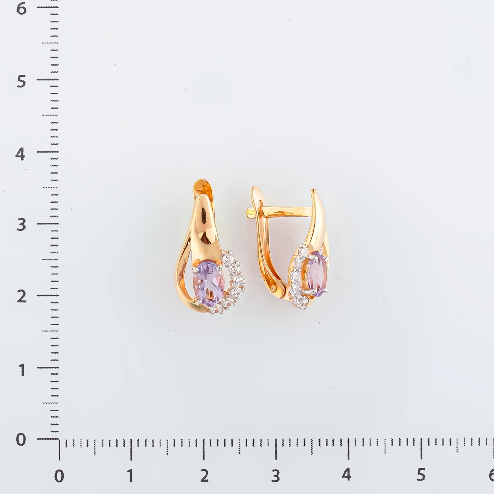 Серьги с ситаллом из красного золота 585 пробы 2