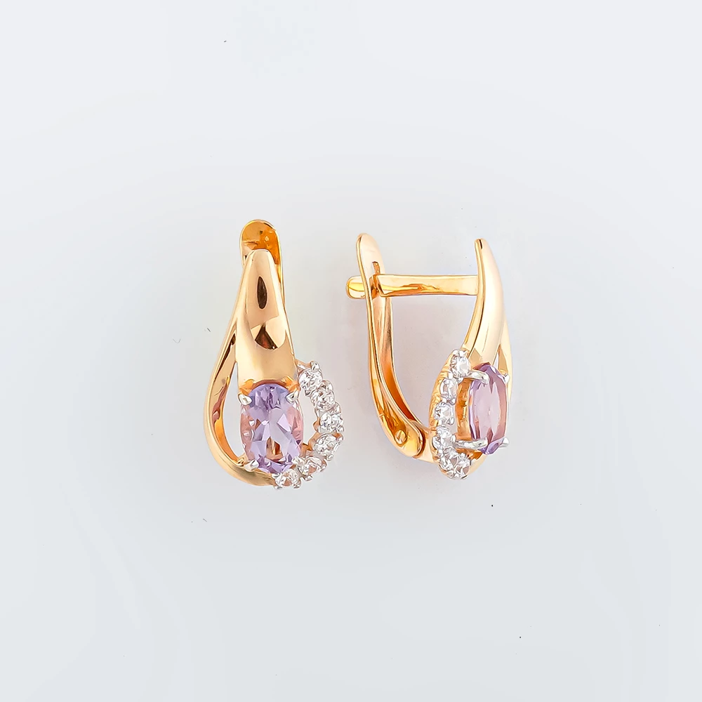 Серьги с ситаллом из красного золота 585 пробы 1