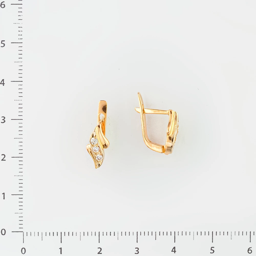 Серьги с фианитом из красного золота 585 пробы