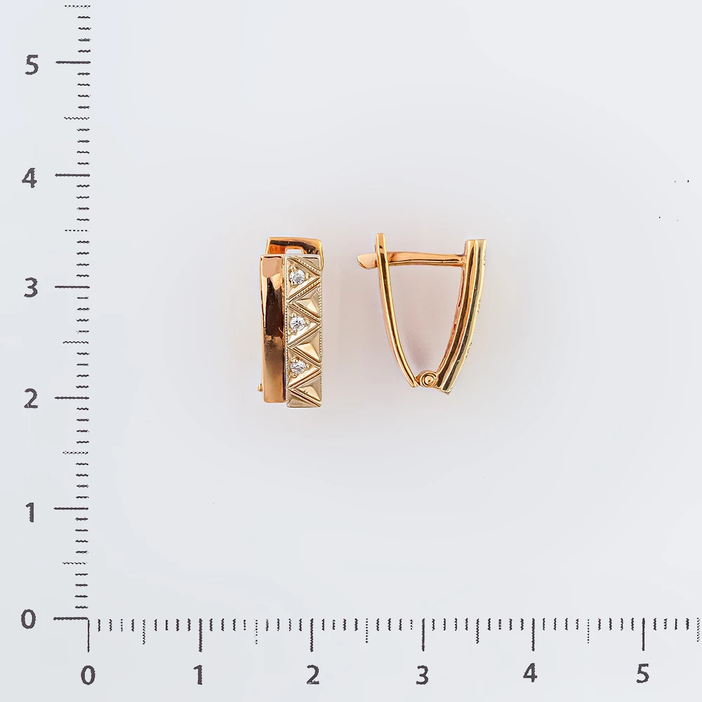 Серьги с фианитом из красного золота 585 пробы