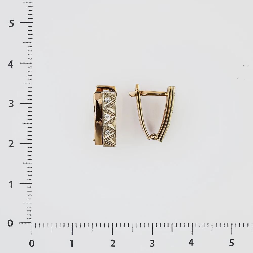 Серьги с фианитом из красного золота 585 пробы