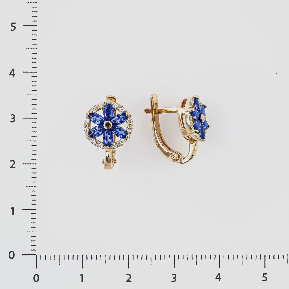 Серьги с фианитом из красного золота 585 пробы