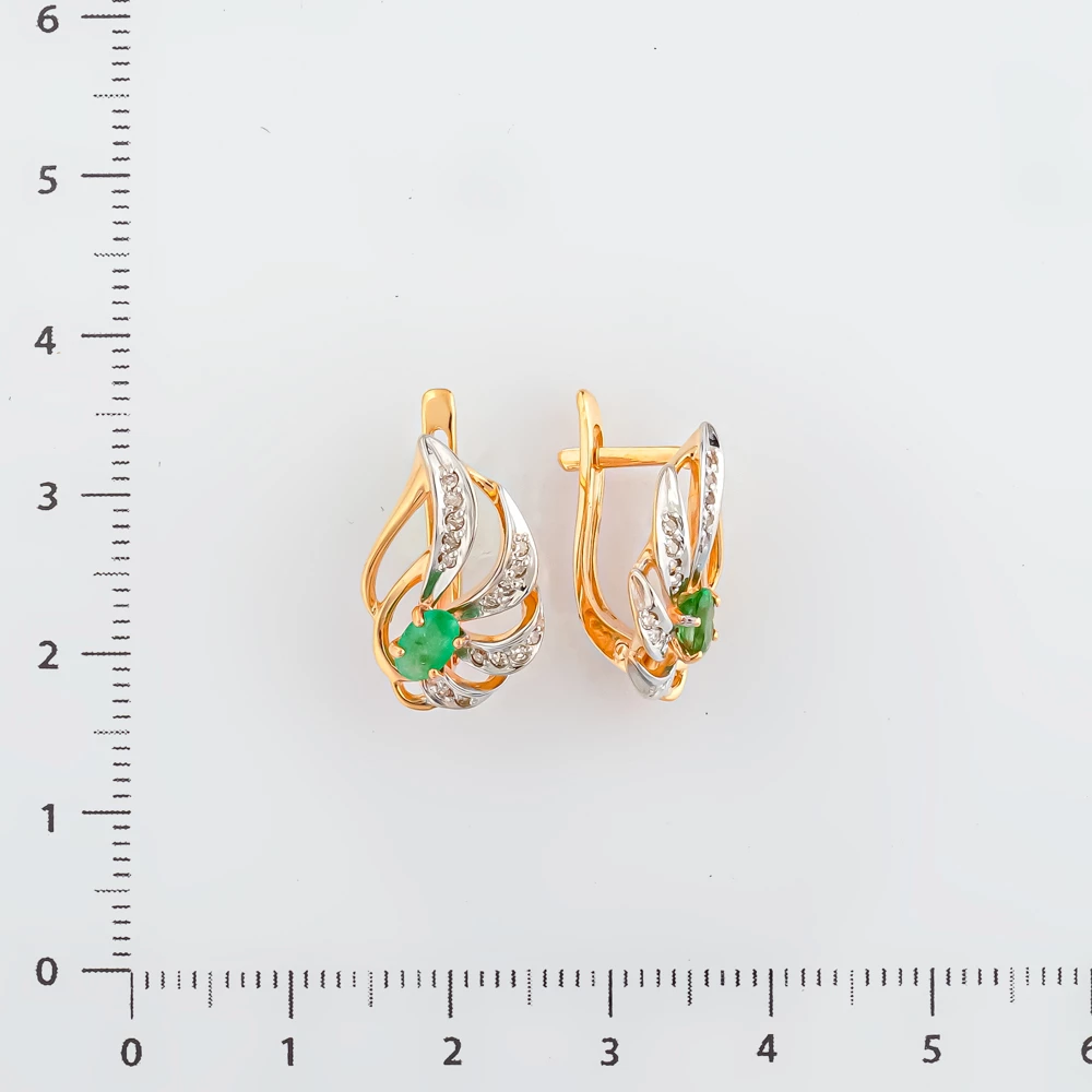 Серьги с изумрудом из красного золота 585 пробы