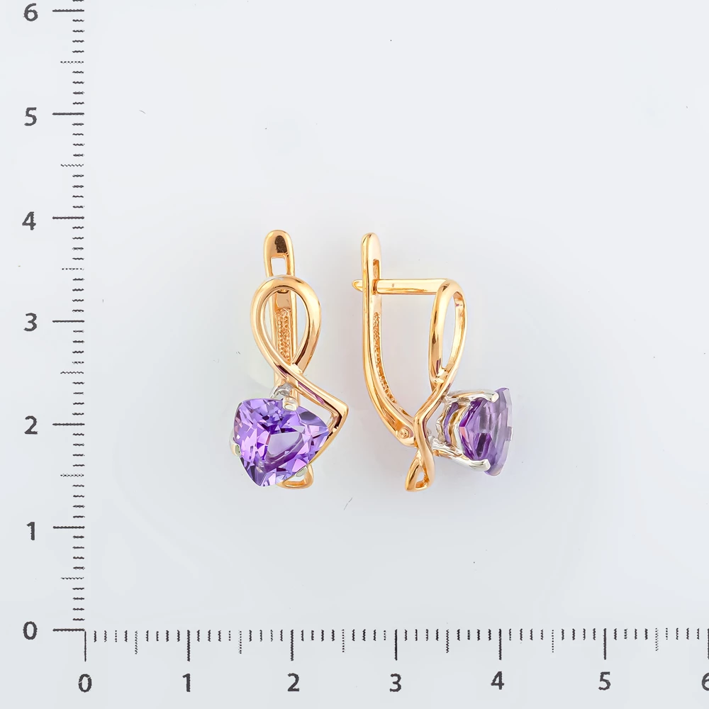Серьги с ситаллом из красного золота 585 пробы