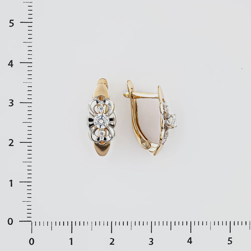 Серьги с фианитом из красного золота 585 пробы