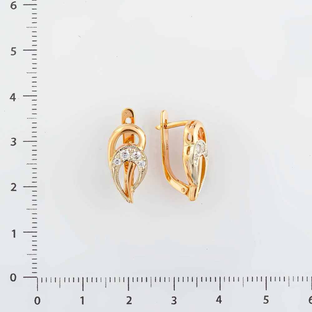 Серьги с фианитом из красного золота 585 пробы
