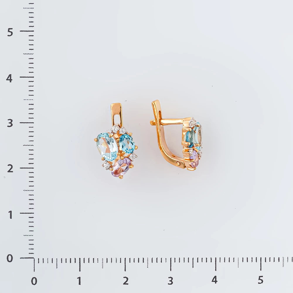 Серьги с топазом из красного золота 585 пробы