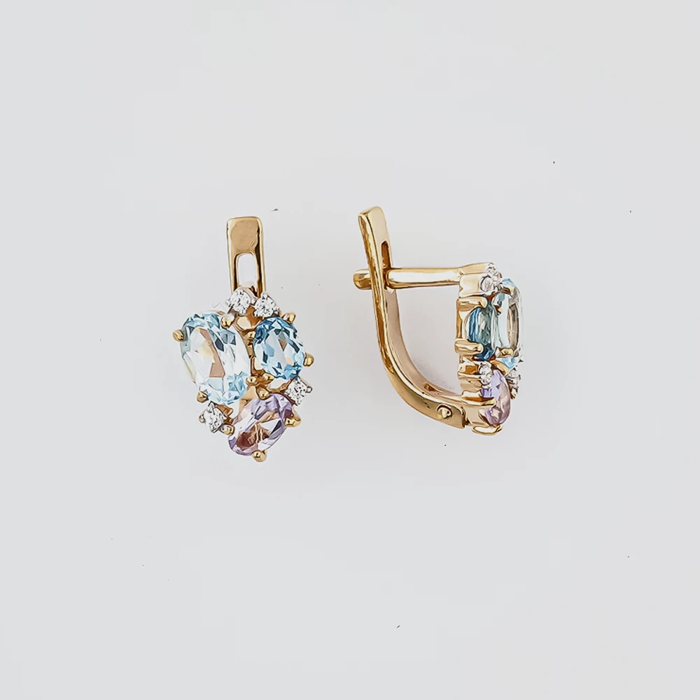 Серьги с топазом из красного золота 585 пробы