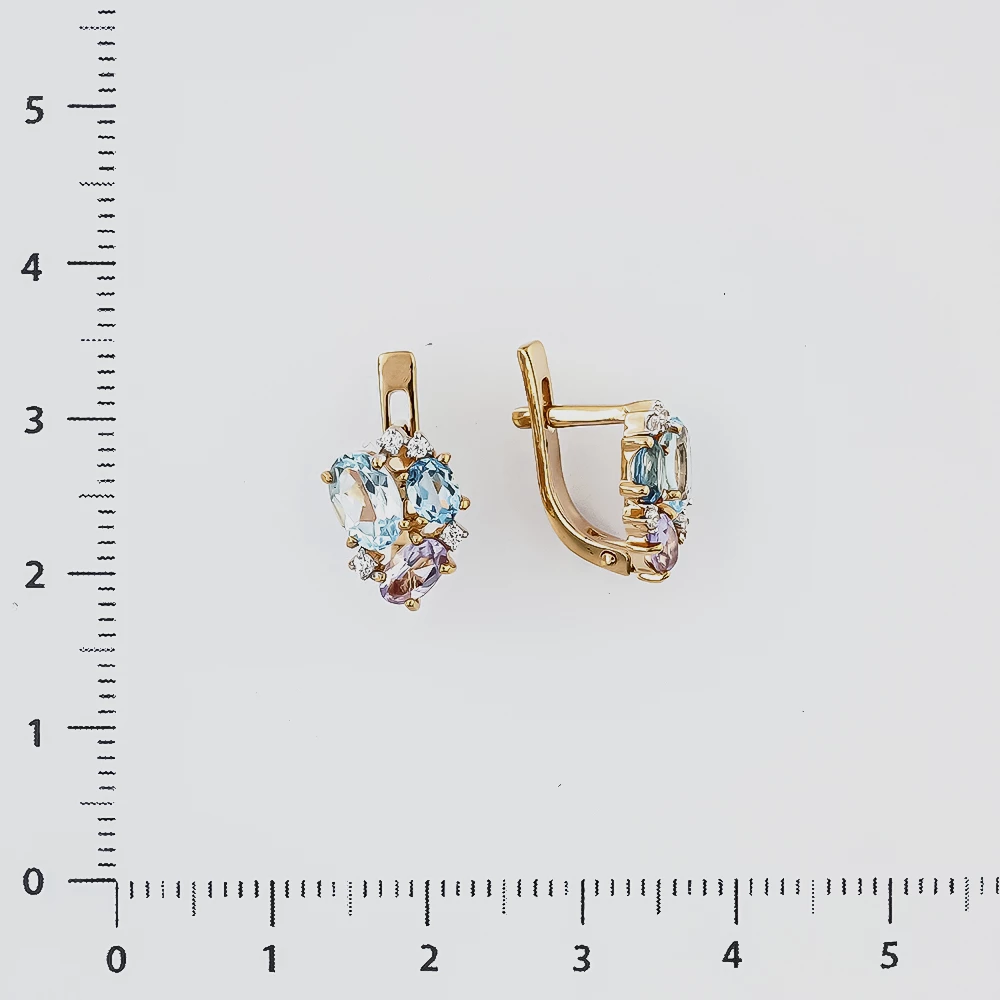 Серьги с топазом из красного золота 585 пробы