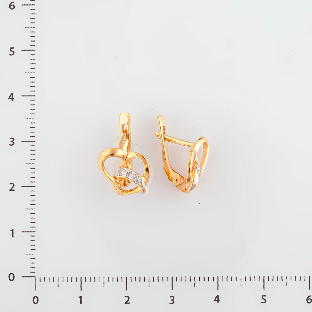 Серьги с фианитом из красного золота 585 пробы