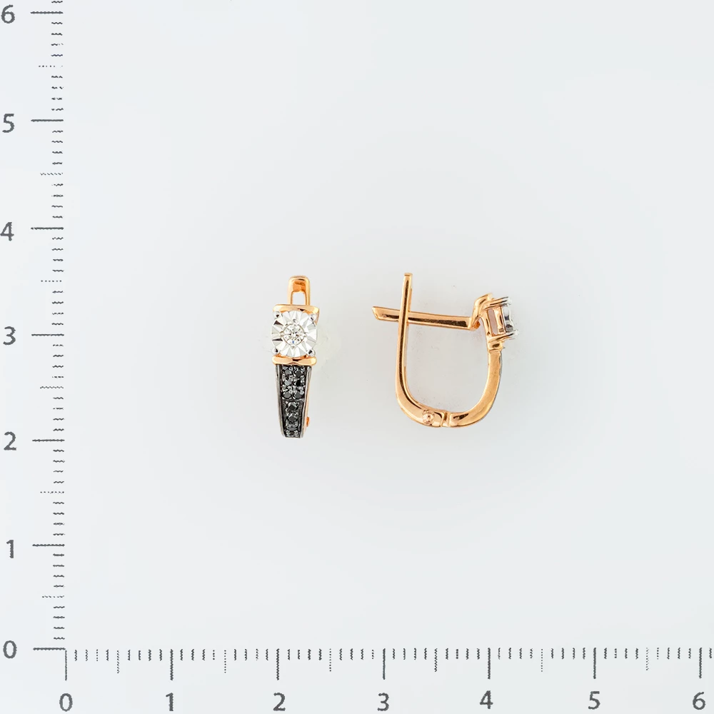 Серьги с бриллиантом из красного золота 585 пробы