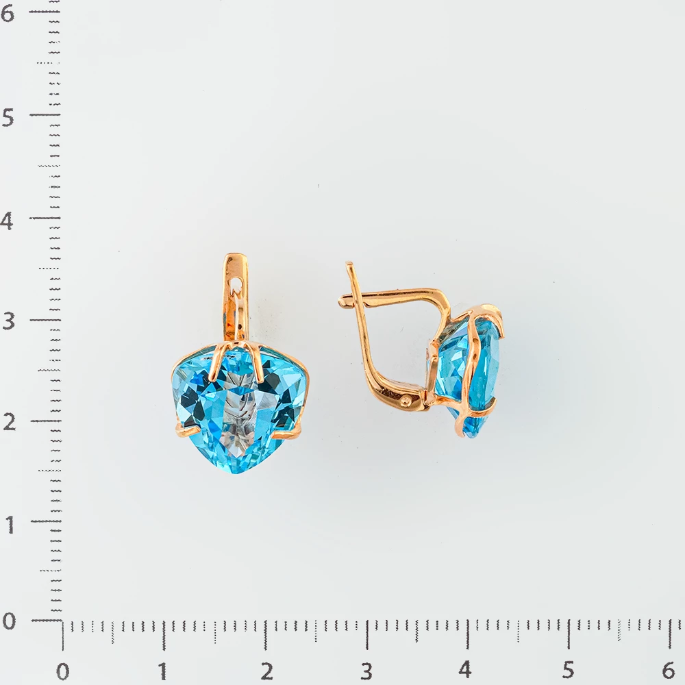 Серьги с топазом из красного золота 585 пробы