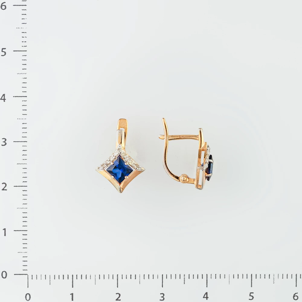 Серьги с сапфиром синтетическим из красного золота 375 пробы