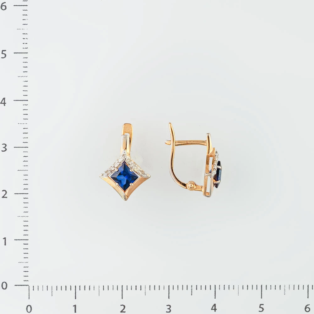 Серьги с сапфиром синтетическим из красного золота 375 пробы