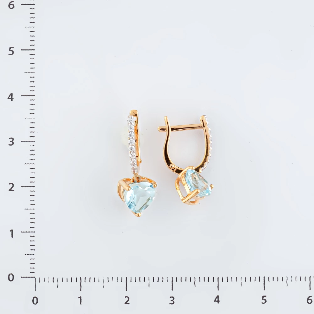 Серьги с топазом из красного золота 585 пробы