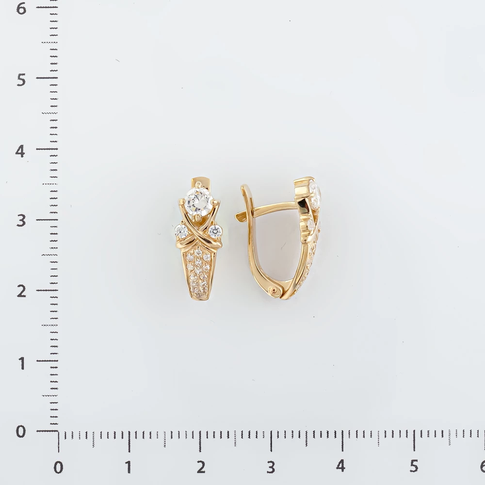Серьги с фианитом из белого золота 585 пробы