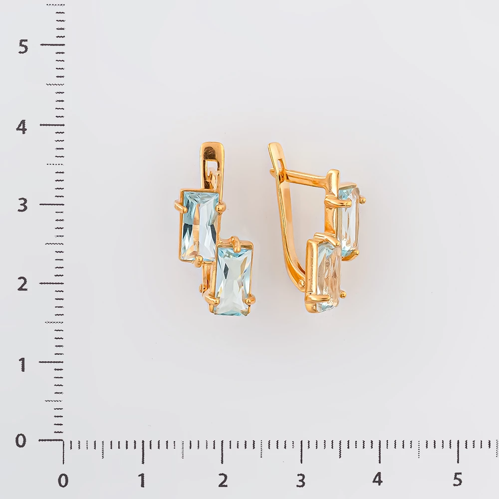 Серьги с топазом из красного золота 585 пробы